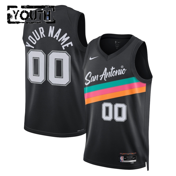 San Antonio Spurs Trikot Benutzerdefinierte Nike 2025-26 City Edition Schwarz Swingman - Kinder San Antonio Spurs Trikot Benutzerdefinierte Nike 2025-26 City Edition Schwarz Swingman - Kinder